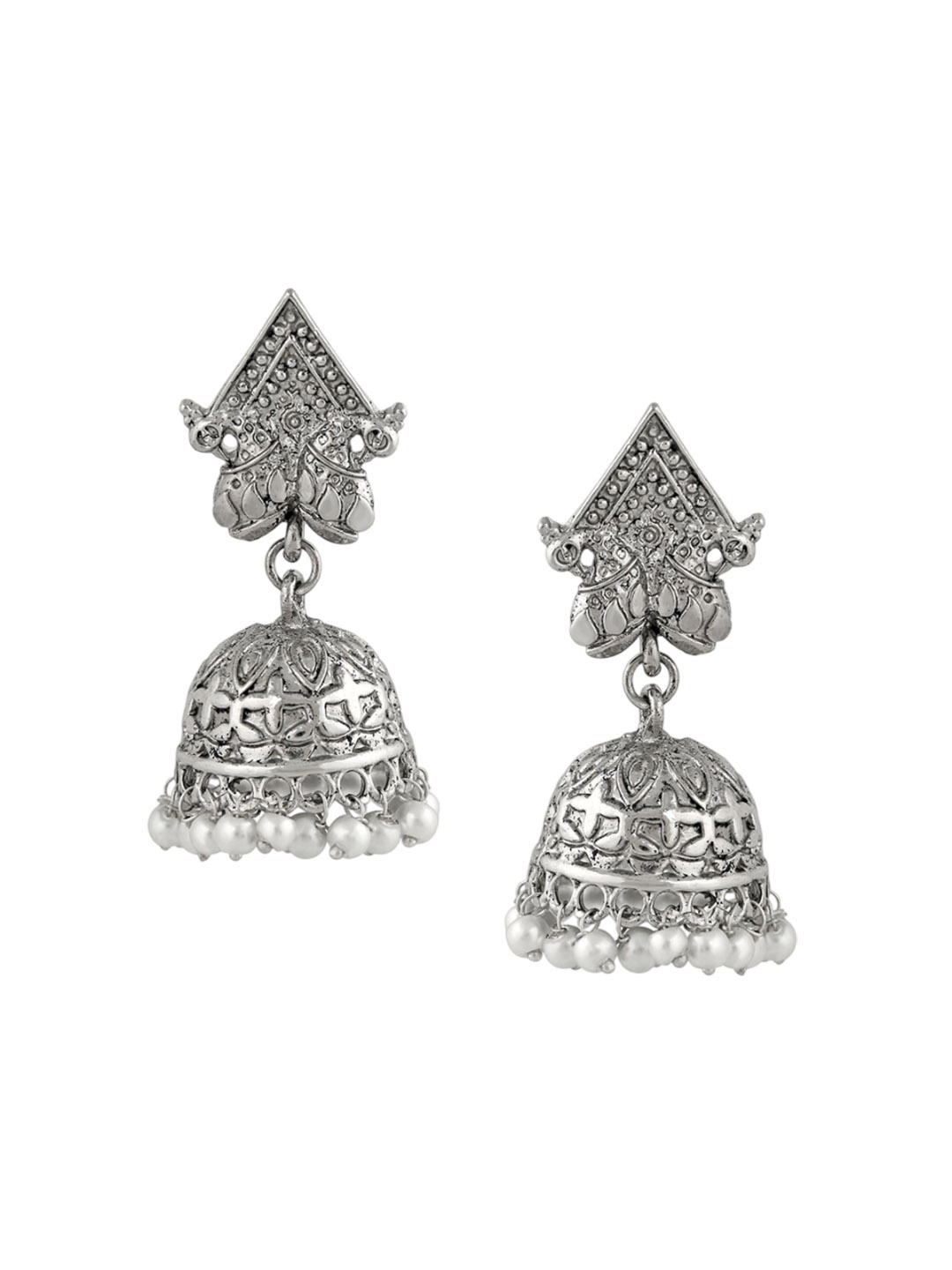 

Stefan Rhodium-Plated Contemporary Jhumkas, Silver