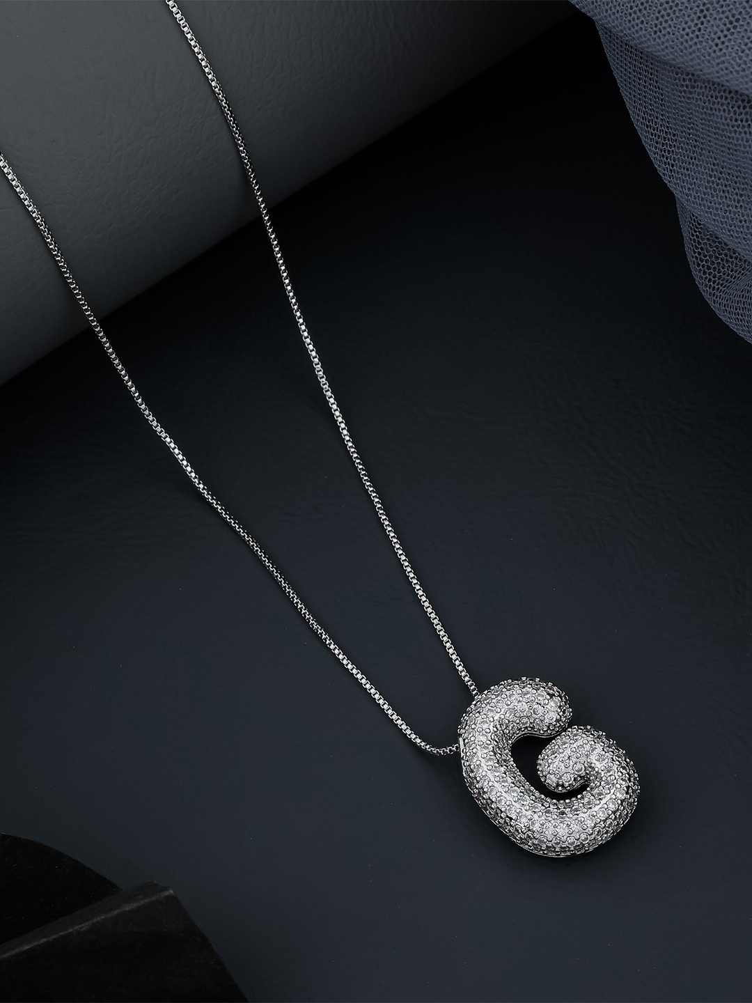 

SKY SHOPPERS Unisex Silver-Plated Cubic Zirconia Studded Chain