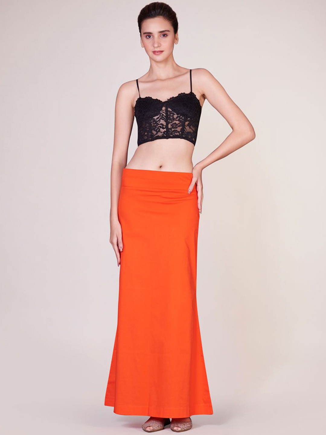 

I AM BY DOLLY JAIN D'Coat Simple With Extender Pettocoat Saree Shapewear, Orange