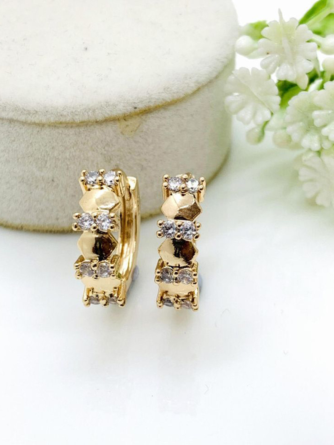 

Wynona Gold-Plated Contemporary AD Hoop Earrings