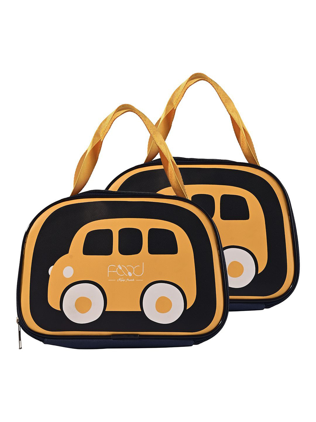 

Kuber Industries Kids Set of 2 Car Printed Lunch bags Travel Accessory, Navy blue