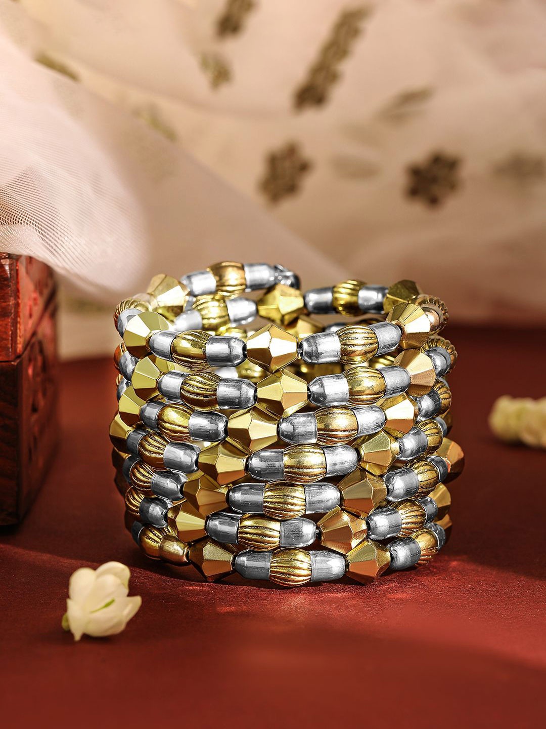 

Rubans Dual Silver & 18K Gold-Plated Multi-Layered Statement Bracelet