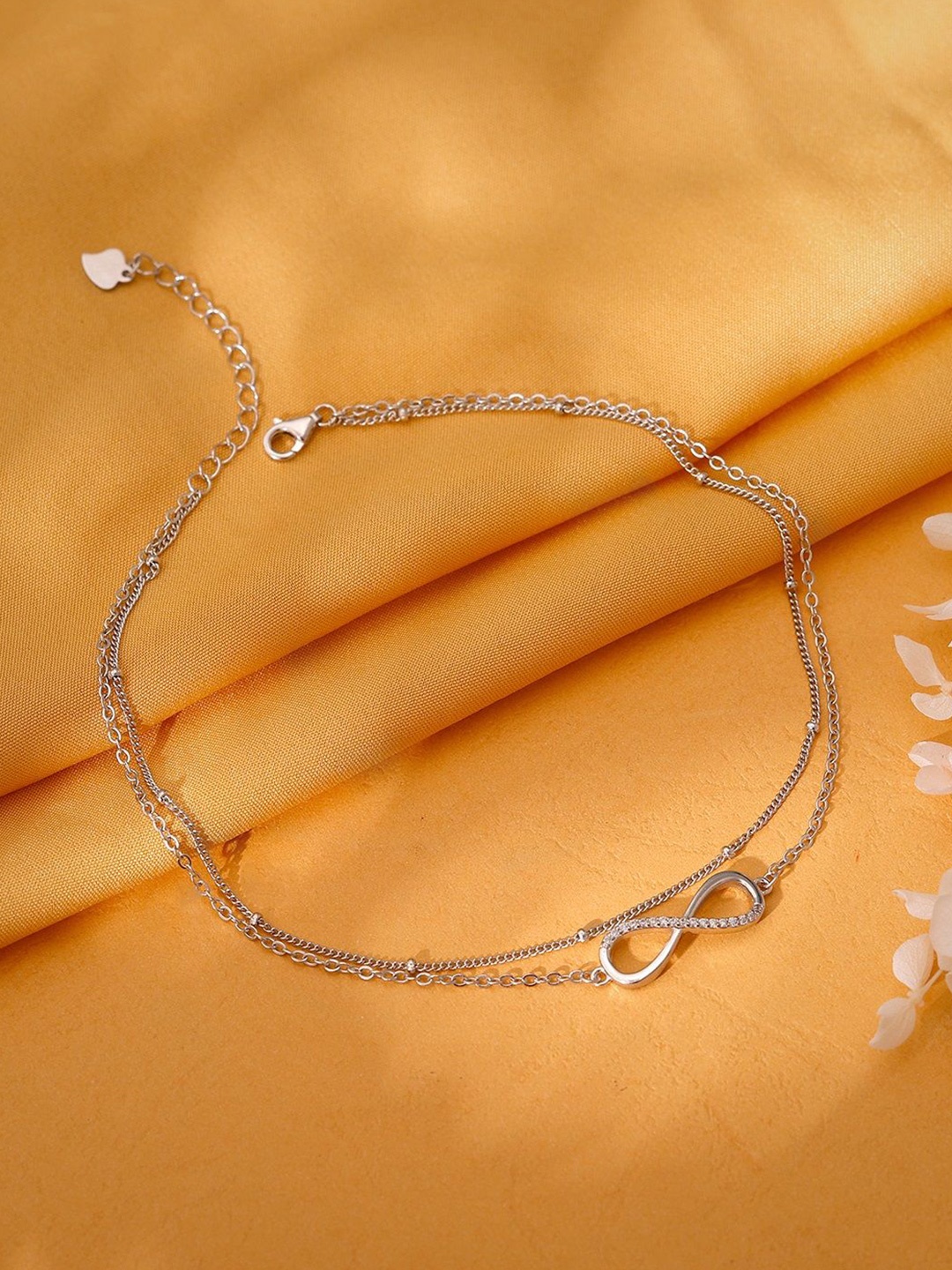

GIVA Rhodium-Plated Anklet, Silver