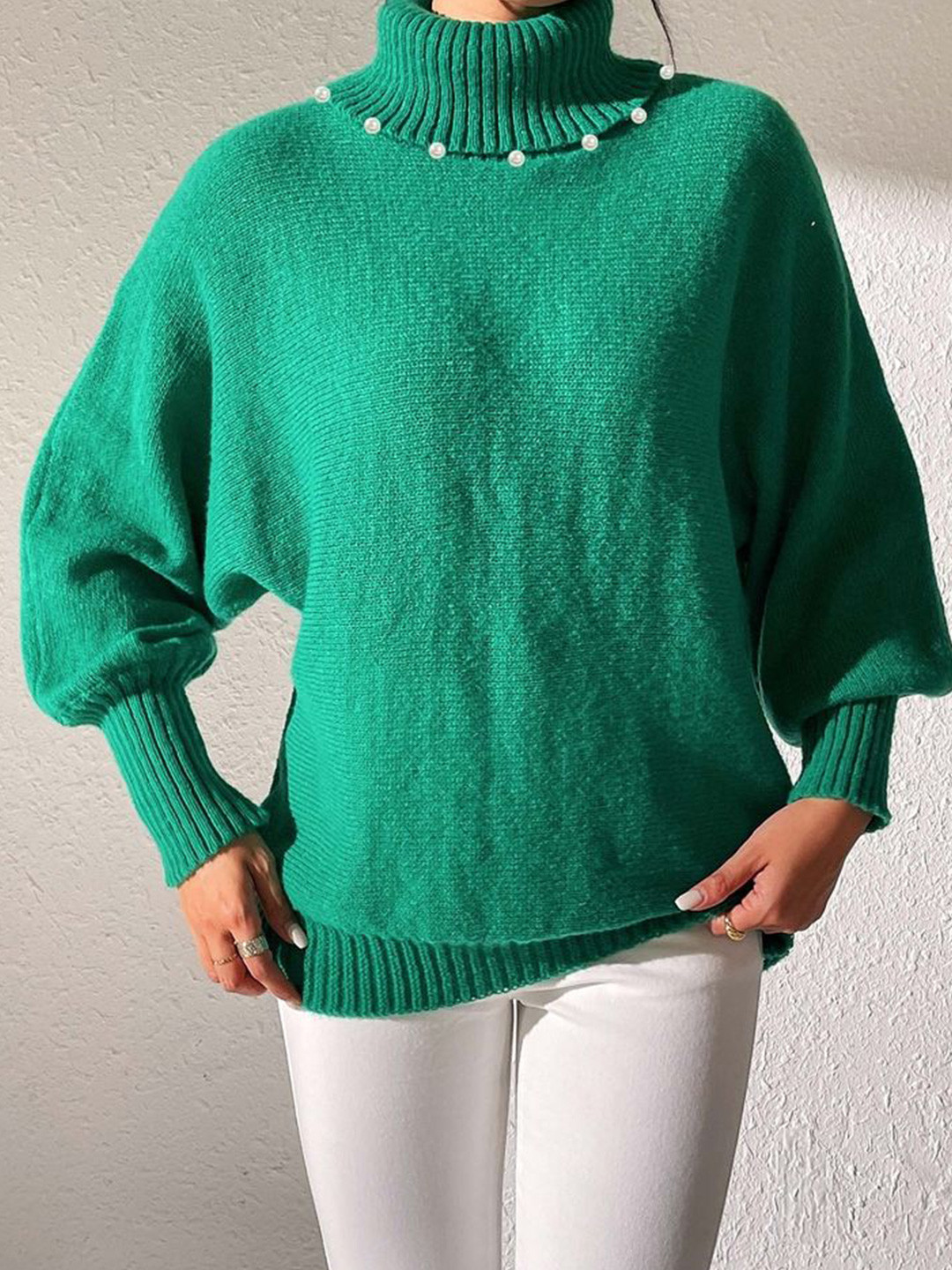 

LULU & SKY Women Ribbed Pullover, Green