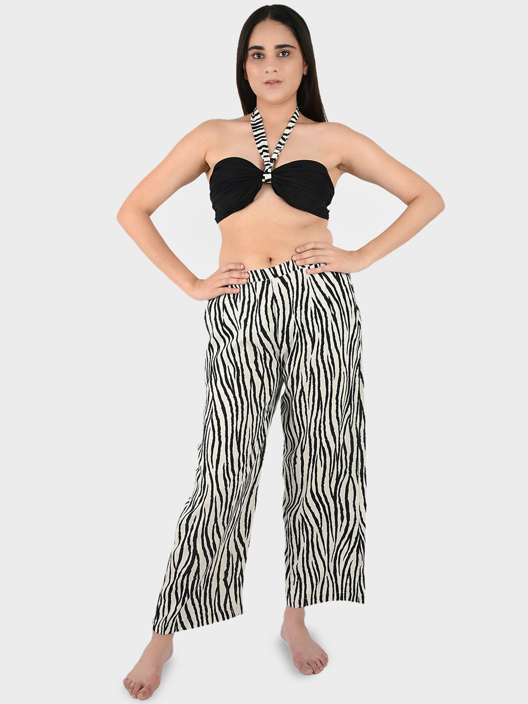 

Blissence Printed Swimwear Cover up Set, Black