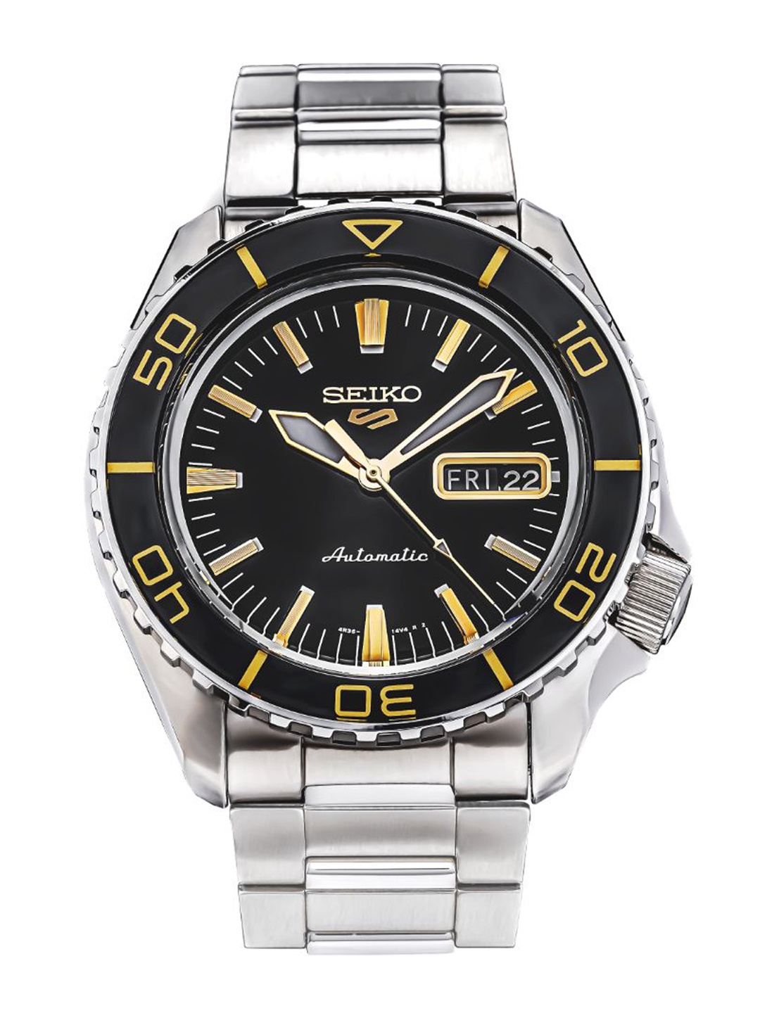 

SEIKO Men Dial & Stainless Steel Bracelet Style Straps Analogue Chronograph Automatic Motion Powered Watch, Black