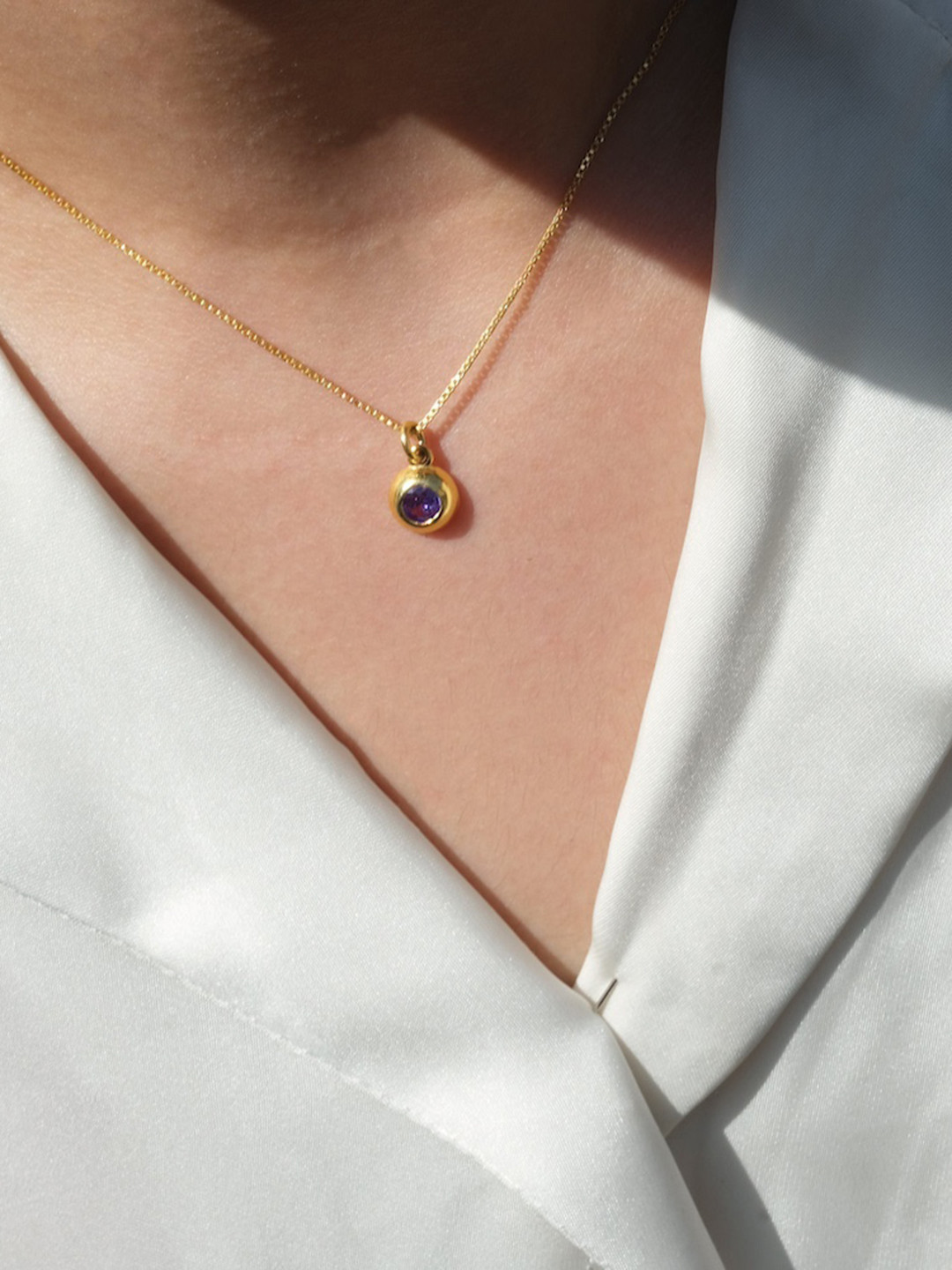 

Anushka Jain Jewellery 925 Sterling Silver Gold-Plated February Birthstone Pendant Chain