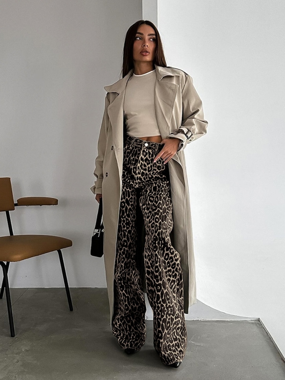 

LULU & SKY Women Cotton Animal Printed Straight Fit Trousers, Brown