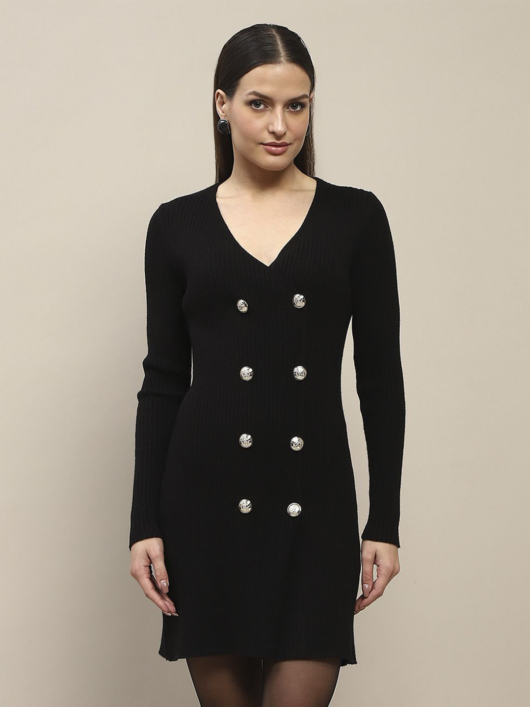 

Madame Women V-Neck Sheath Dress, Black
