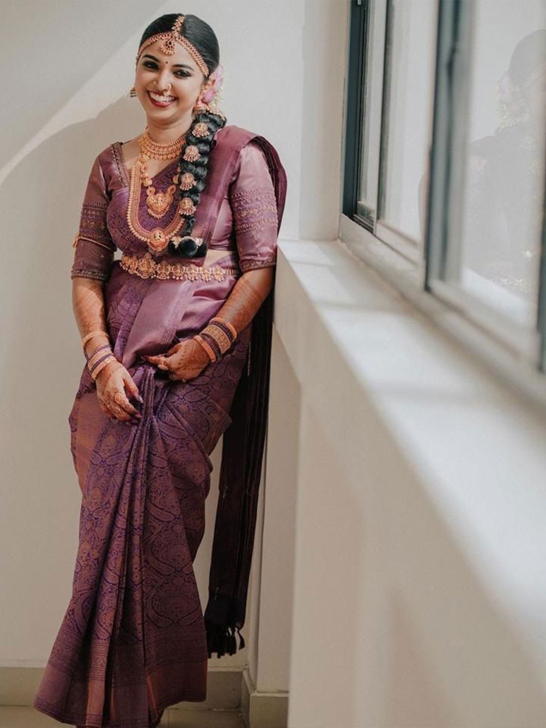 

Fashion Booms Woven Design Zari Banarasi Saree, Purple
