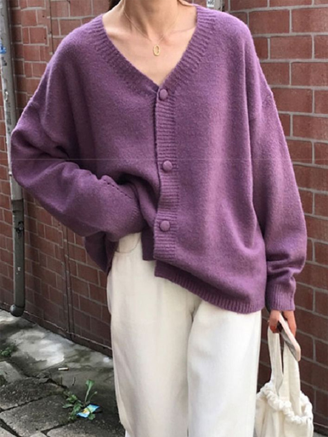 

LULU & SKY Women V-Neck Cardigan, Purple