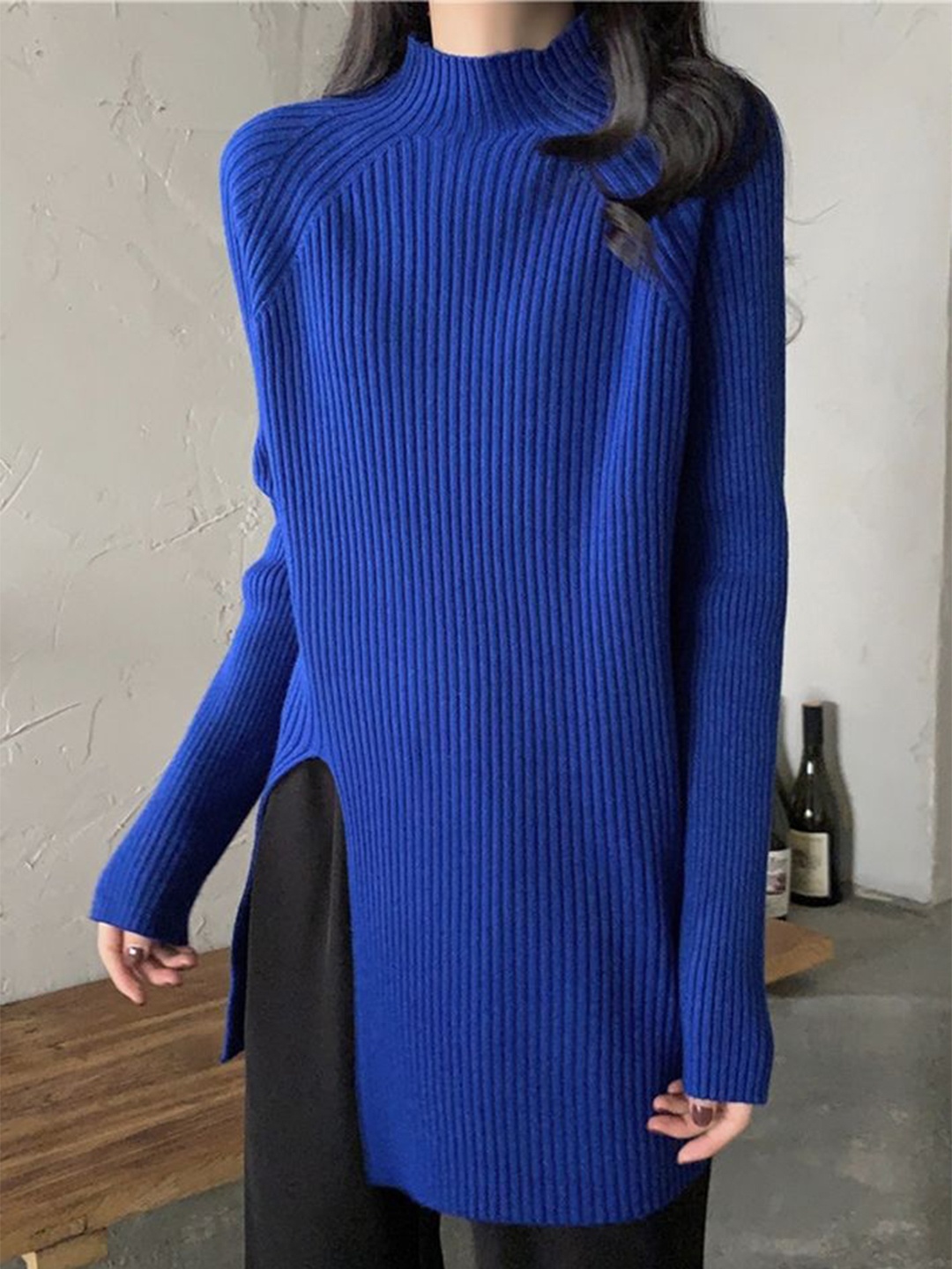 

LULU & SKY Women Turtle Neck Pullover Sweater, Navy blue
