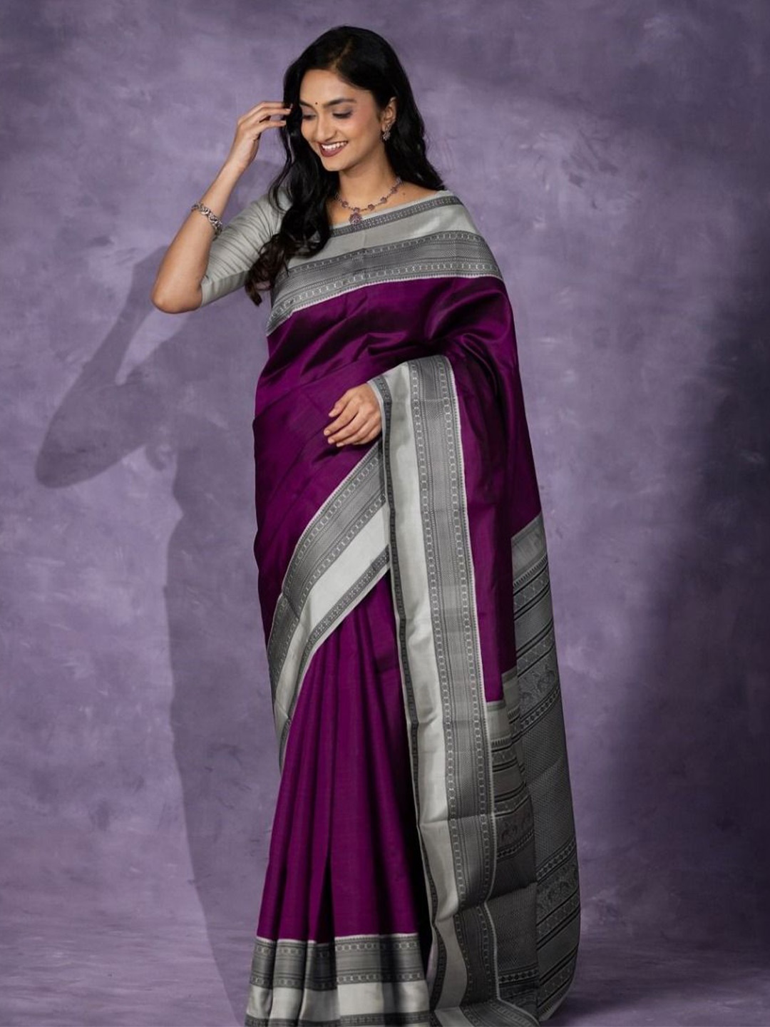 

Visit Wear Woven Design Zari Pure Silk Banarasi Saree, Purple