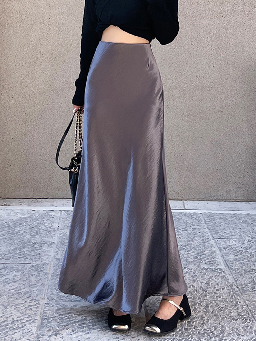 

LULU & SKY Women A-Line Maxi Skirt, Grey