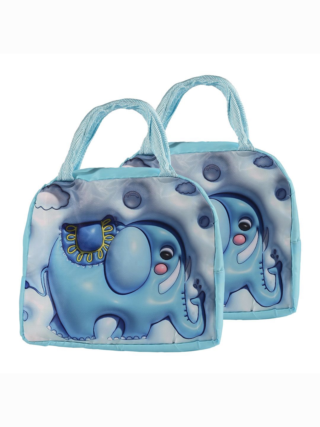 

Kuber Industries Kids Set of 2 Elephant Printed Lunch bags Travel Accessory, Blue