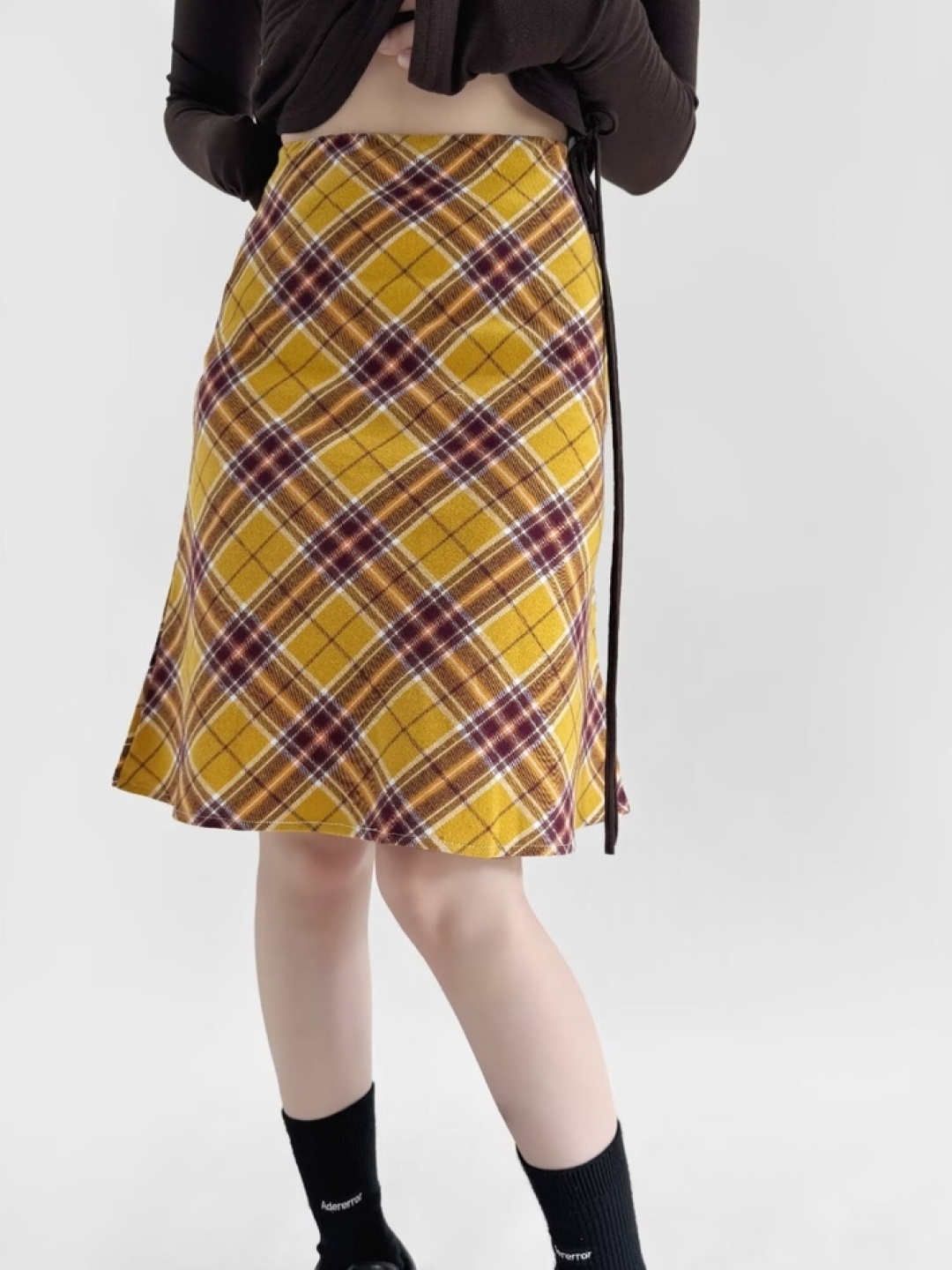 

LULU & SKY Women Checked A-Line Skirt, Yellow