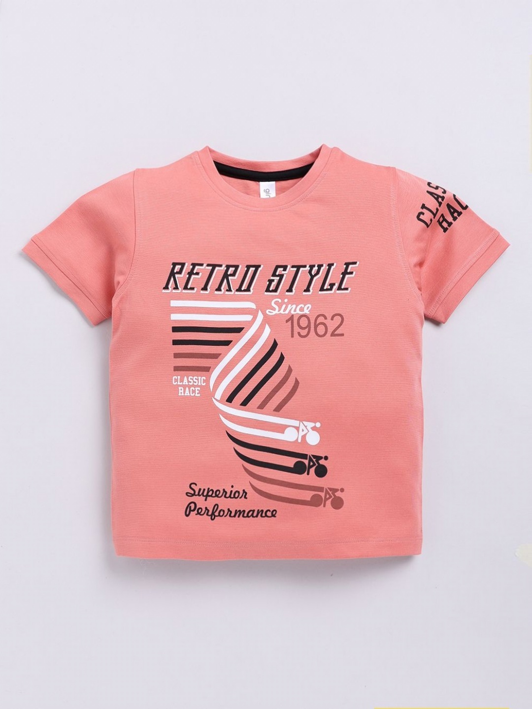 

Ginie Boys Typography Printed T-shirt, Peach