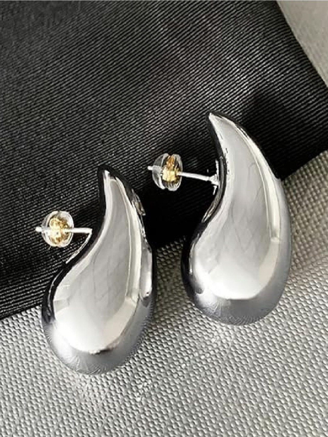 

RUHI COLLECTION Stainless Steel Teardrop Shaped Studs, Silver