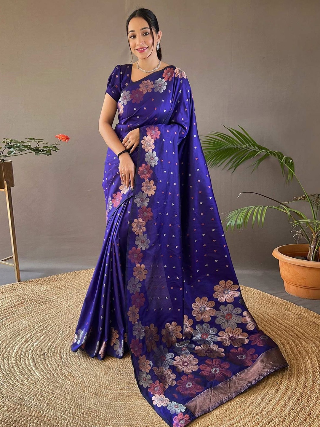 

Fashion Booms Woven Design Zari Pure Silk Banarasi Saree, Blue