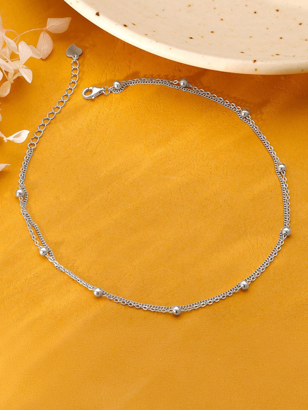

GIVA 925 Sterling Silver Rhodium-Plated Twinkling Duo Anklet