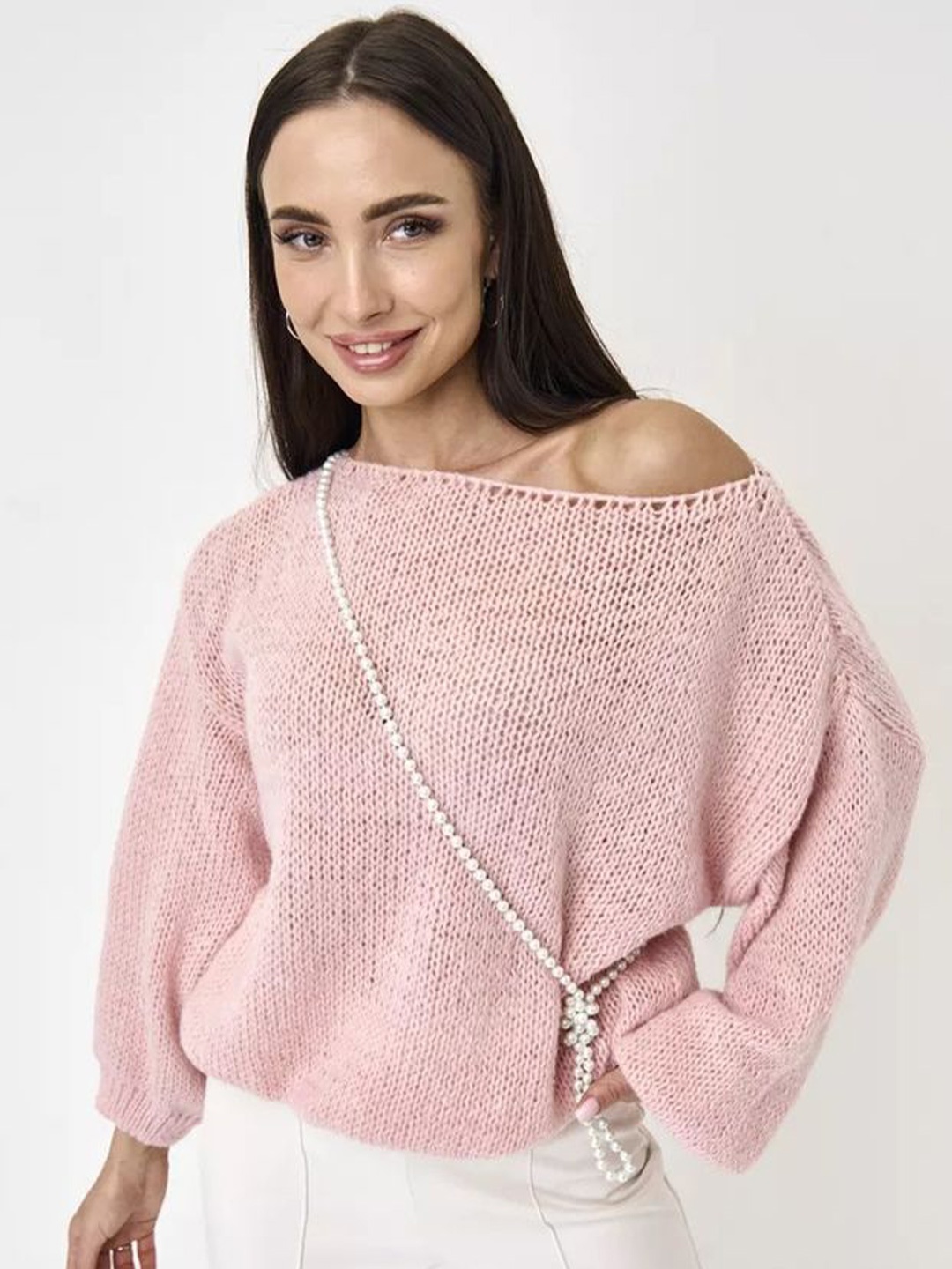 

LULU & SKY Women Boat Neck Pullover Sweater, Pink