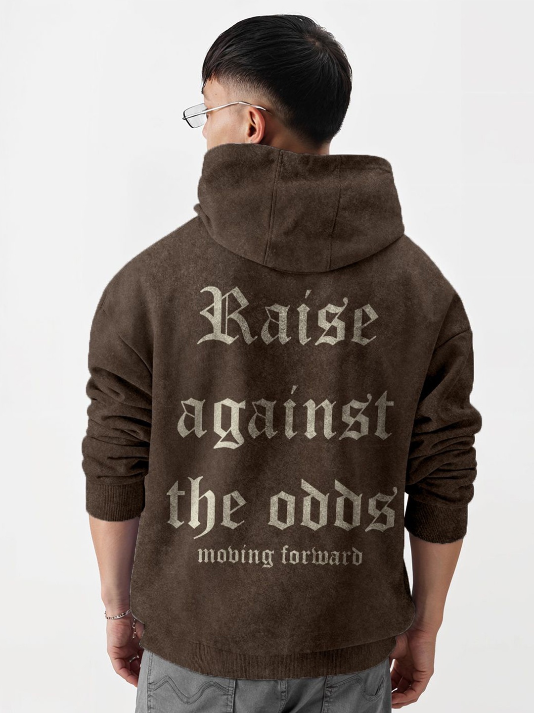 

Crazymonk Men Printed Hooded Sweatshirt, Brown