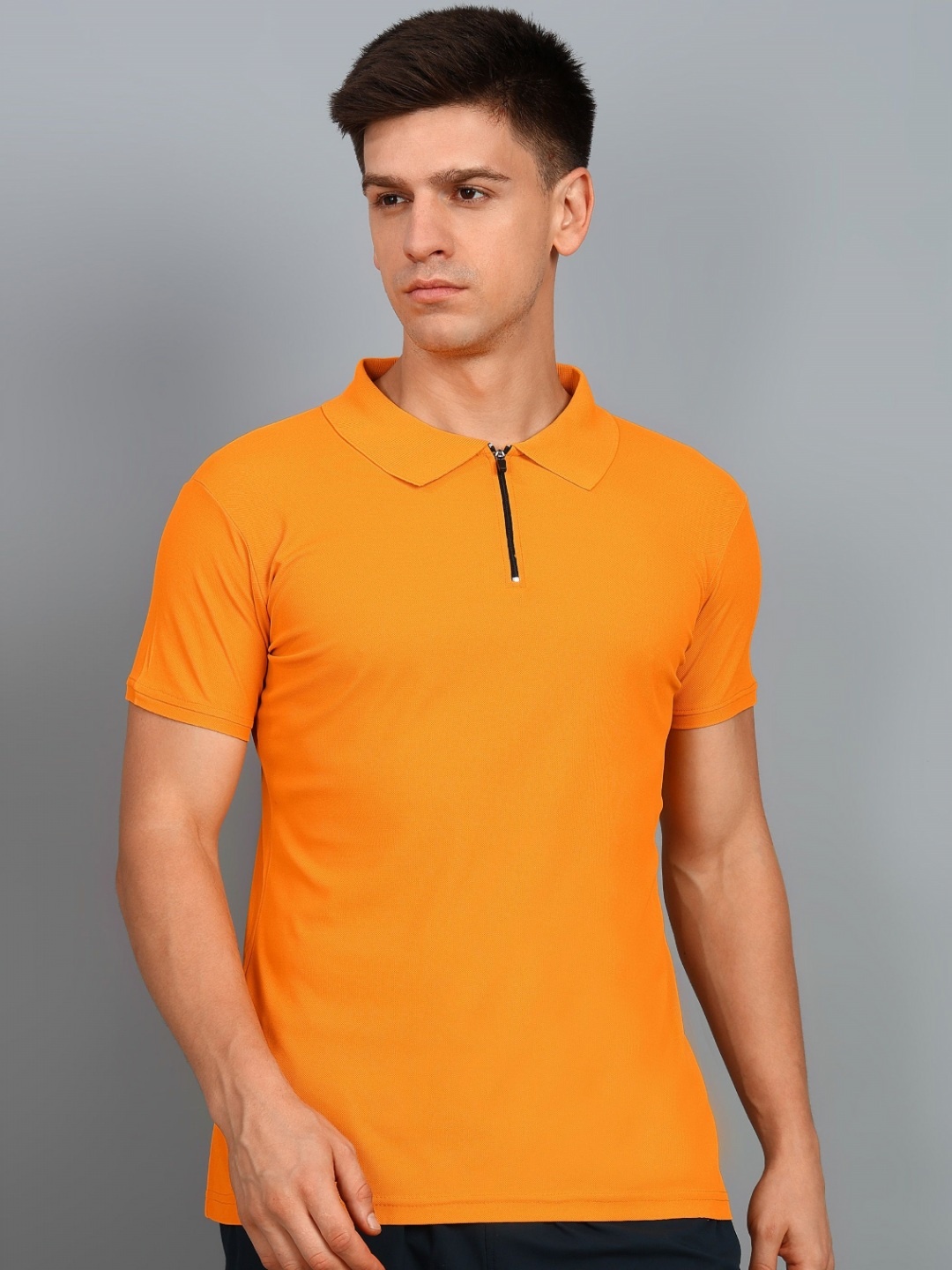 

DYRECTDEALS Men Solid Polo Collar Cotton Casual T-shirt, Yellow