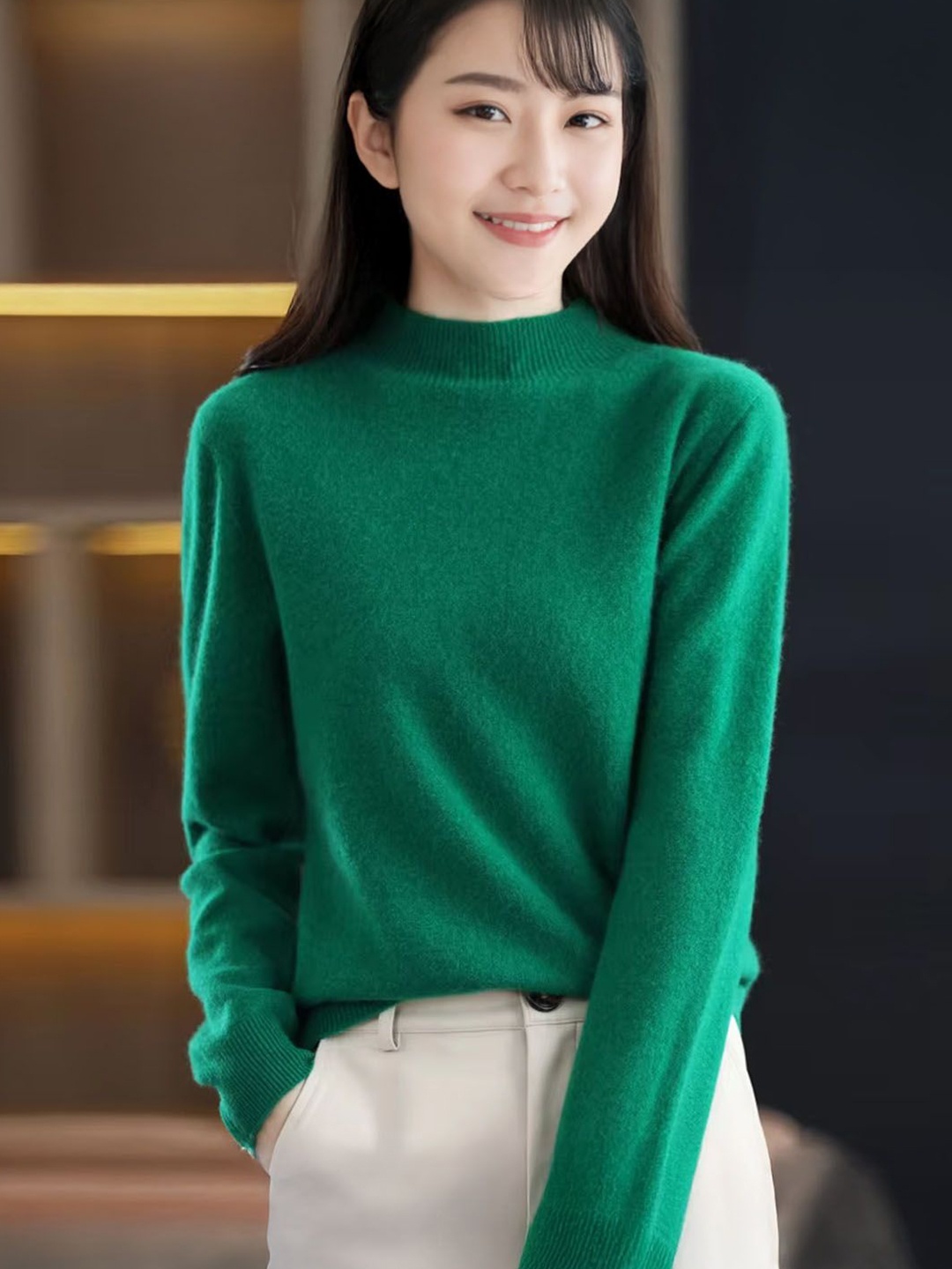 

StyleCast Women Mock Collar Pullover Sweaters, Green
