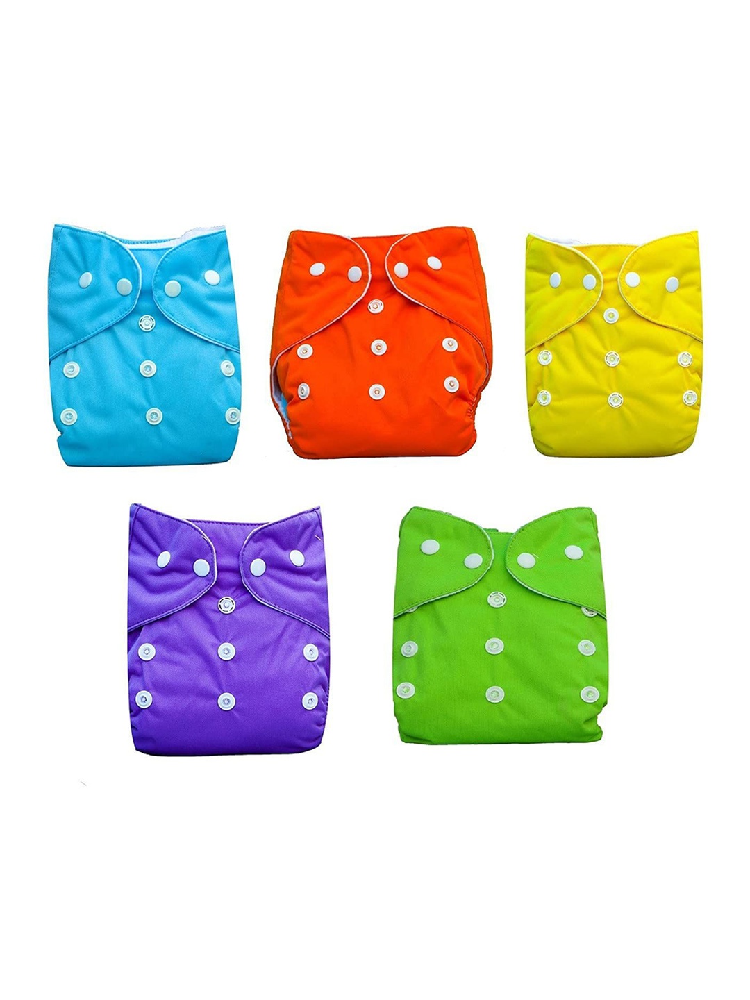 

Kritiu Pack Of 5 Reusable Waterproof Cloth Diapers, Blue