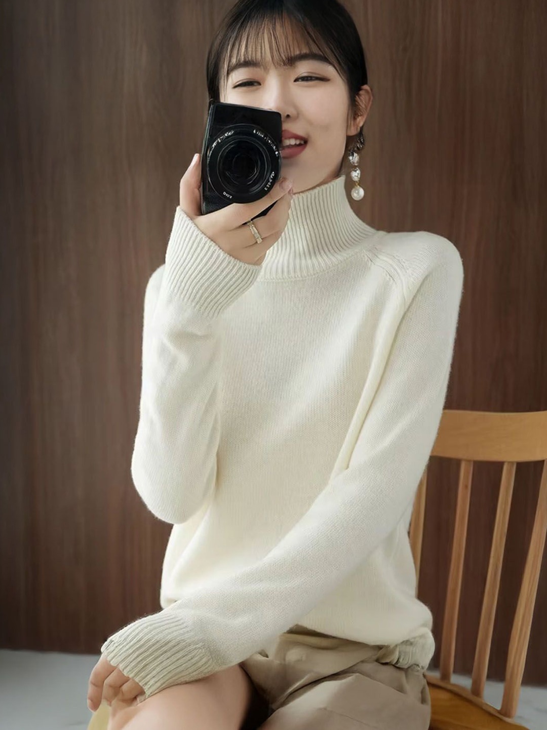 

StyleCast Women High Neck Pullover, White