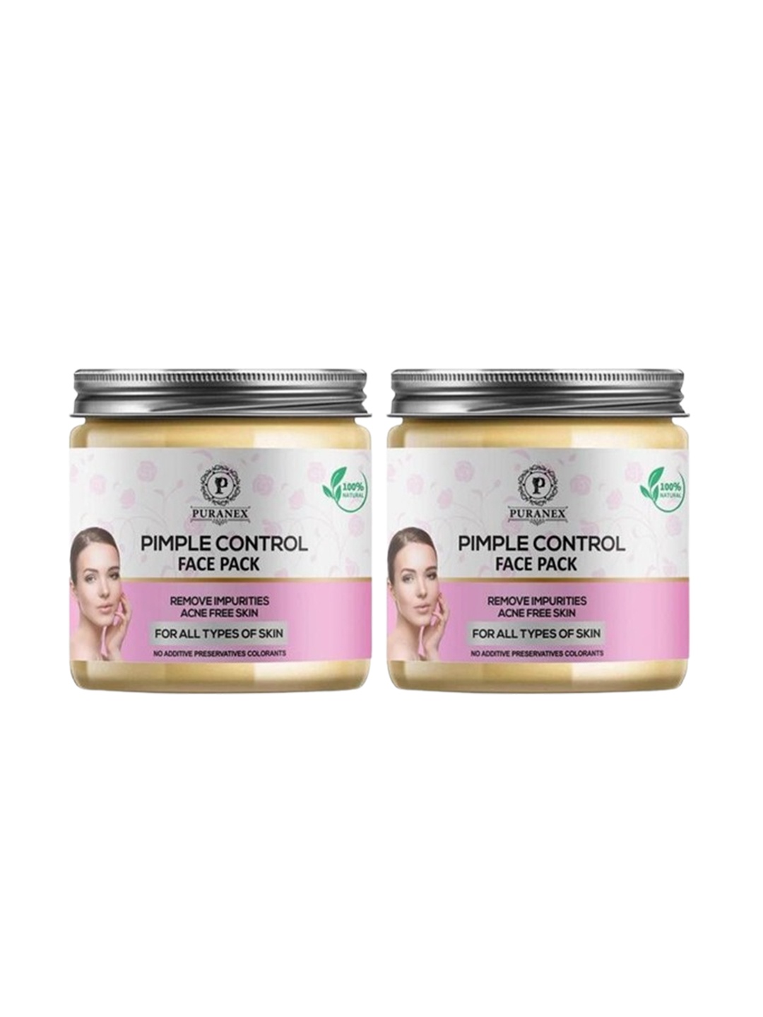 

Puranex Set Of 2 Natural Pimple Control Face Pack Powder - 100 g Each, White