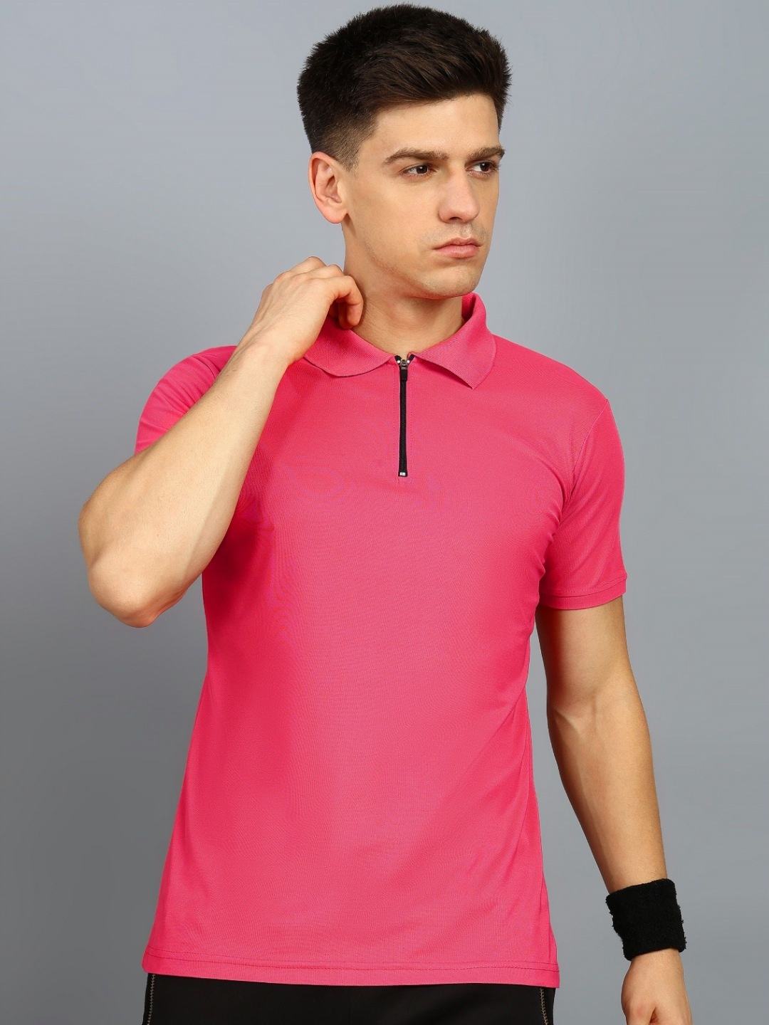 

DYRECTDEALS Men Polo Collar T-shirt, Pink