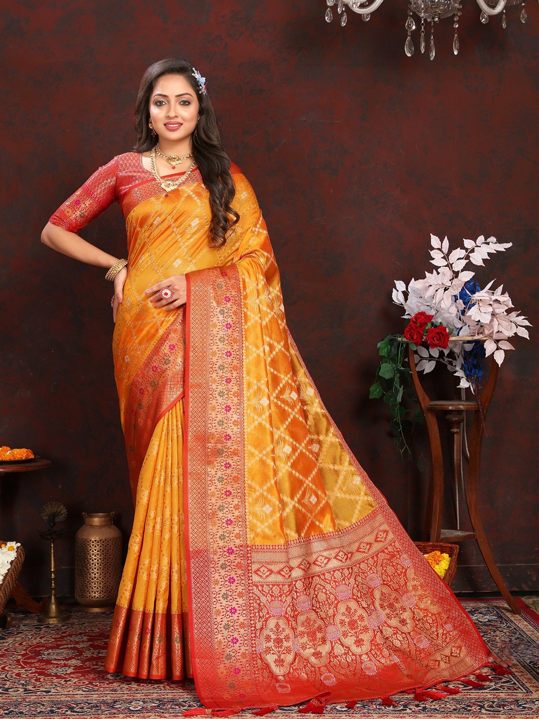 

Anaita Woven Design Banarasi Saree, Orange