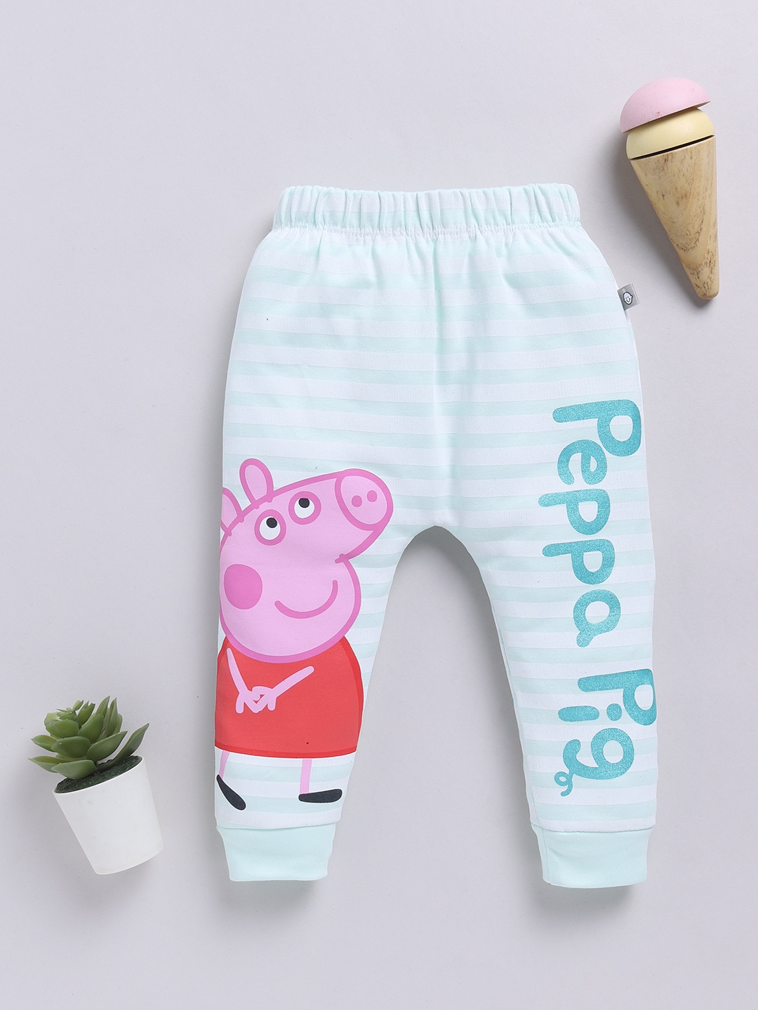 

YK X Tinyo Infant Girls Peppa Pig Printed Pure Cotton Diaper Pants, Green