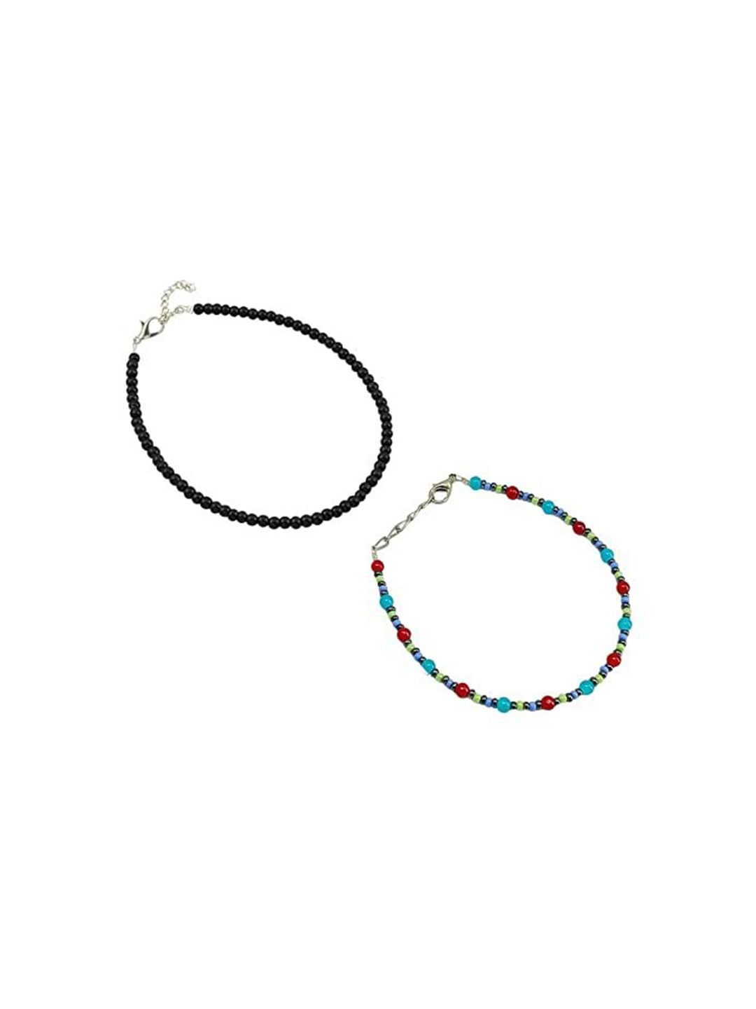 

HIGH TRENDZ Women Set of 2 Anklets, Black
