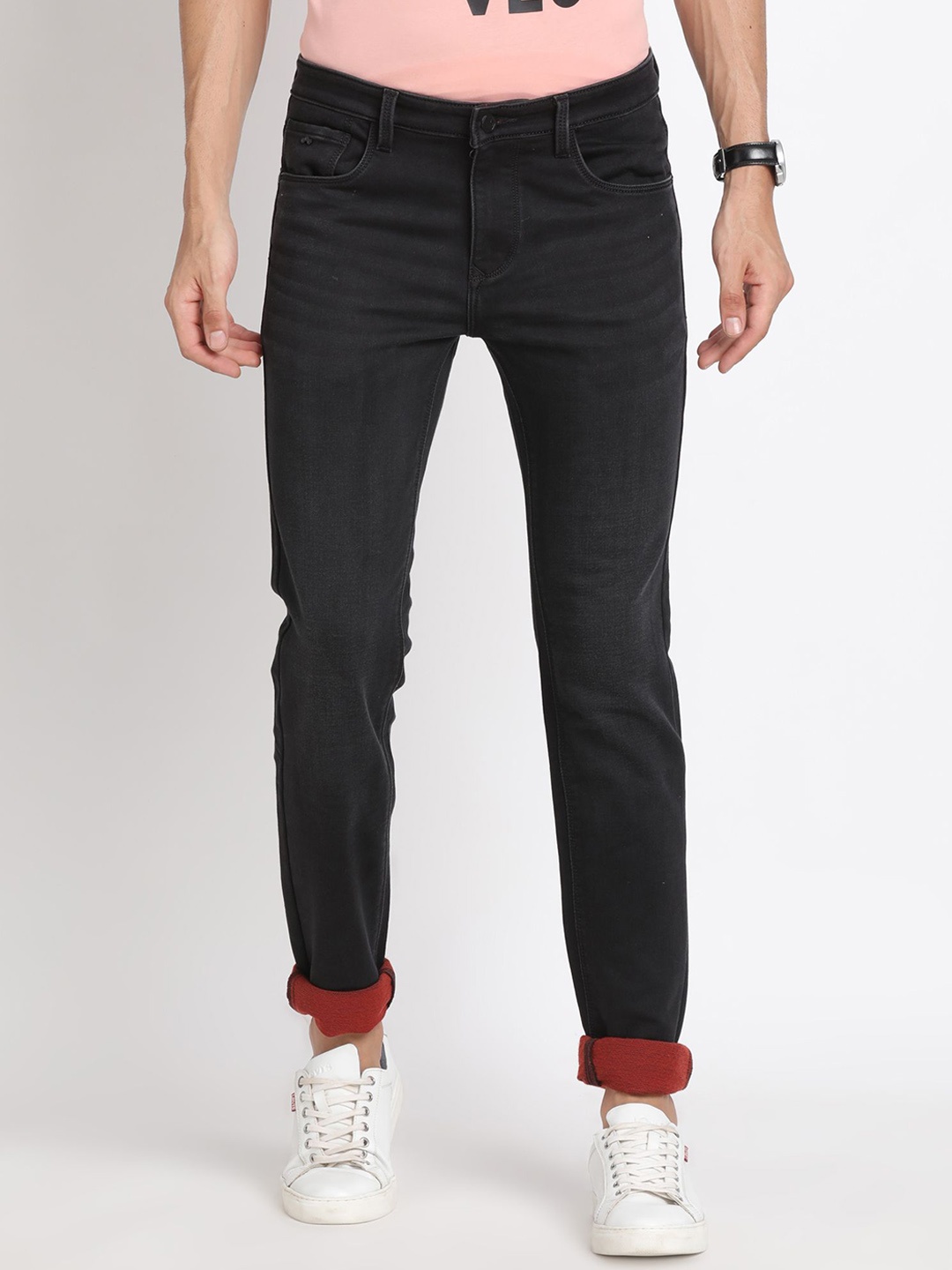 

Turtle Men Classic Tapered Fit Stretchable Jeans, Black