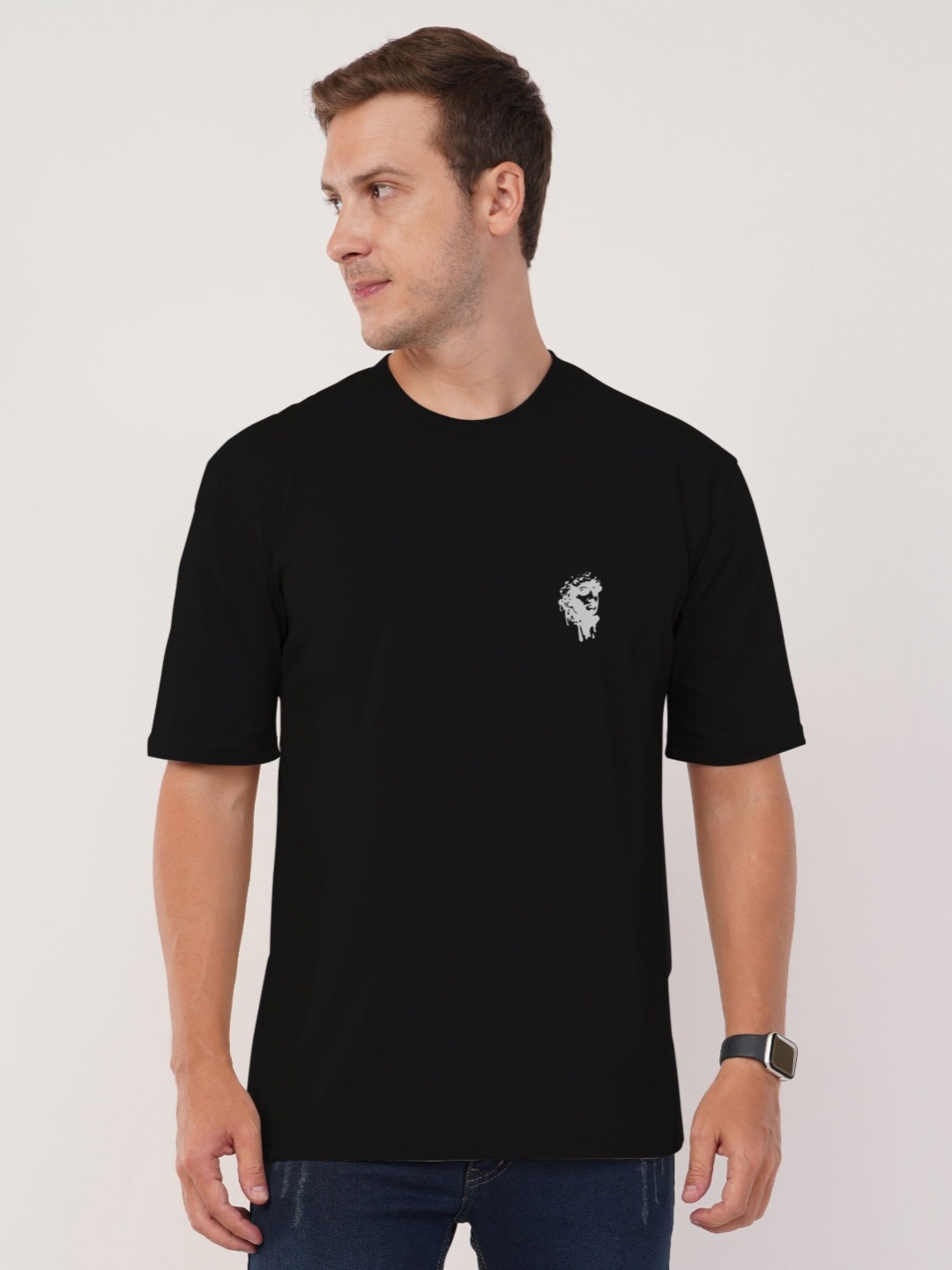 

AUSK Men Printed Raw Edge T-shirt, Black
