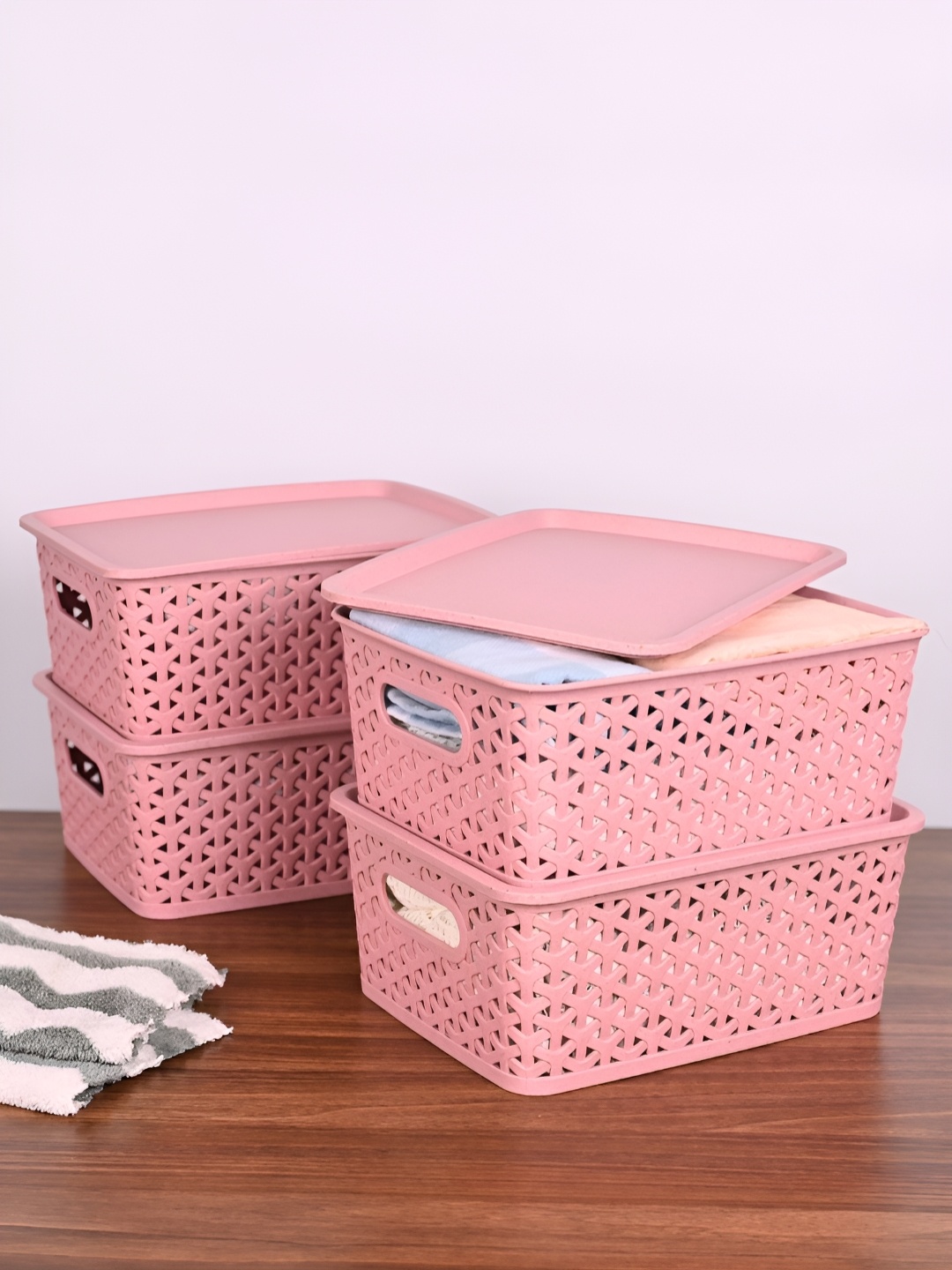 

eha Pink 4 Pieces Water Resistant Baskets