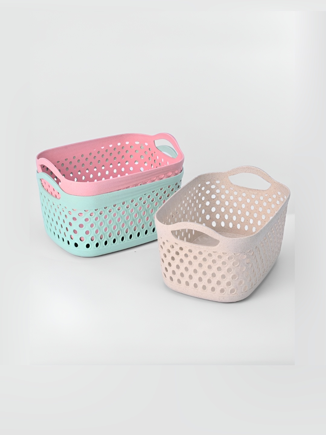 

eha Pink & Green 3 Pieces Water Resistant Baskets