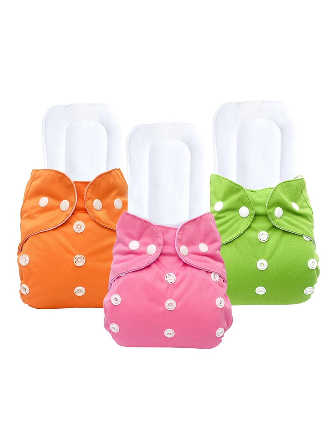

Kritiu Kids Set Of 3 Reusable Waterproof Cloth Diaper With Insert Pads, Pink