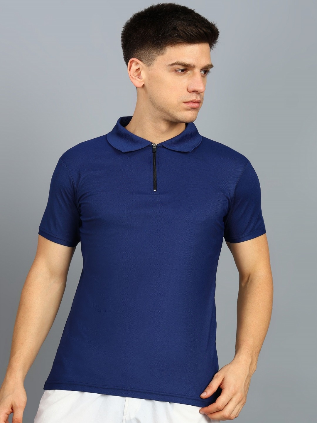 

DYRECTDEALS Men Polo Collar T-shirt, Navy blue