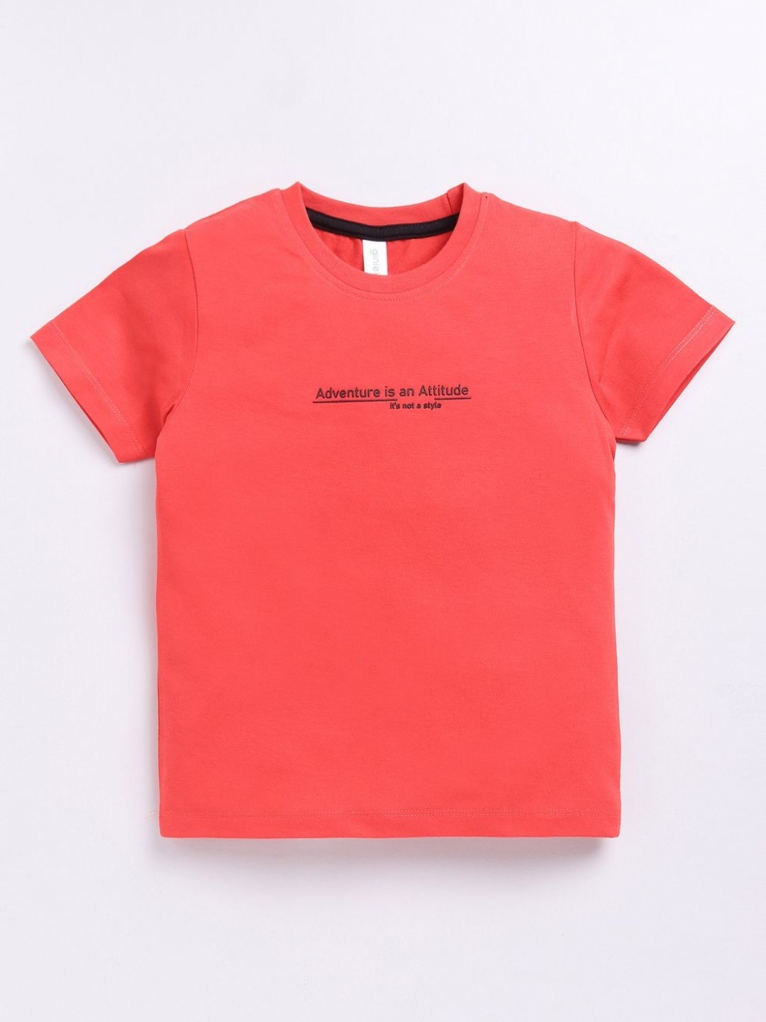 

Ginie Boys Typography Printed Cotton T-shirt, Coral