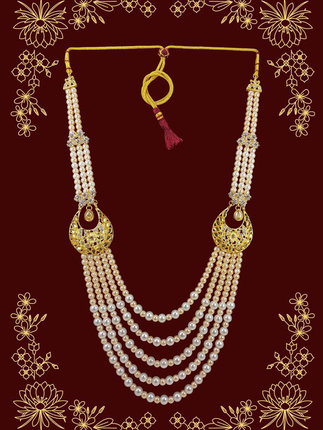 

Radhe Creation Men Gold-Plated Kundan Necklace