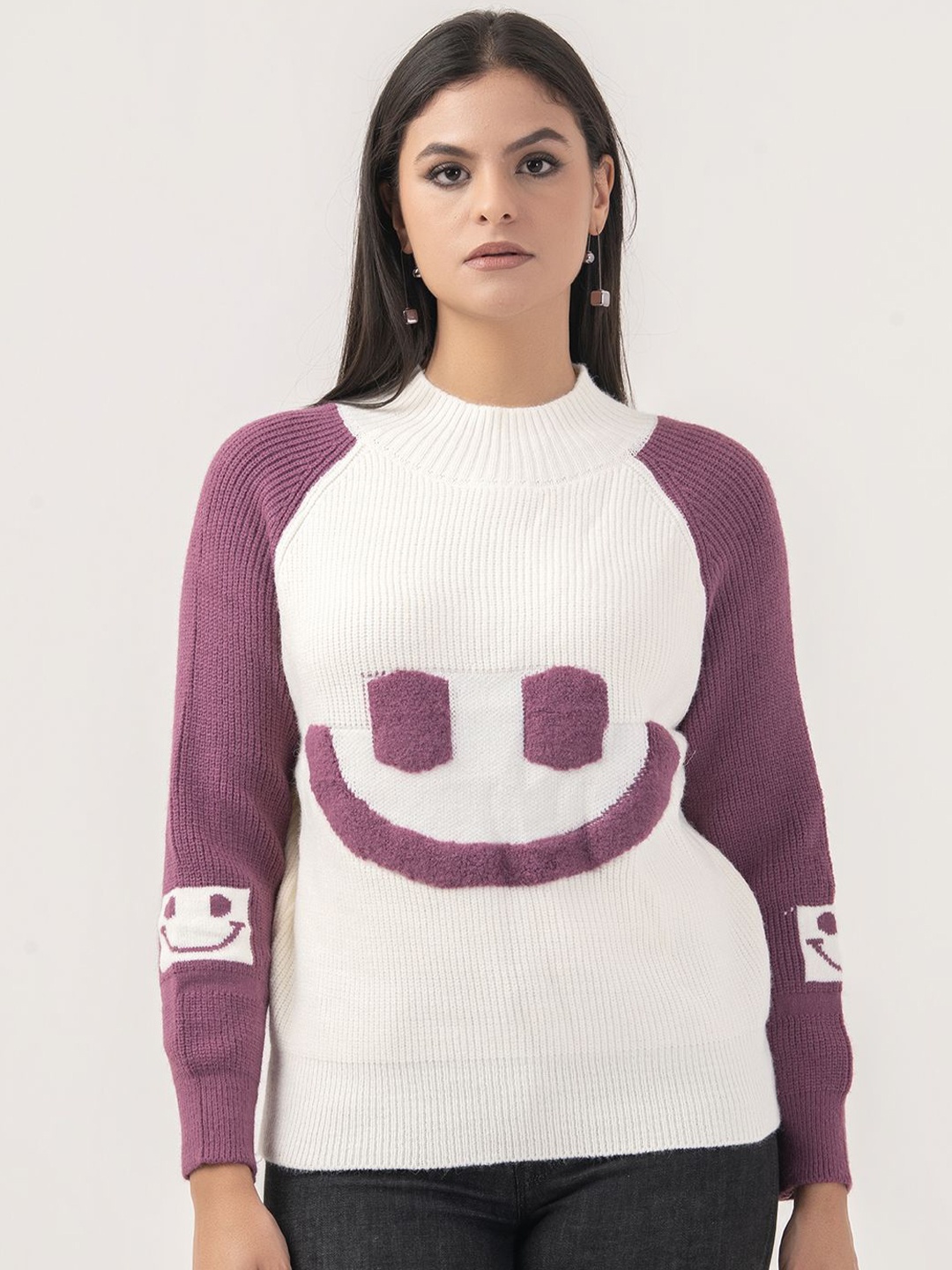 

Albion By CnM Women Self Design Pullover Sweater, White