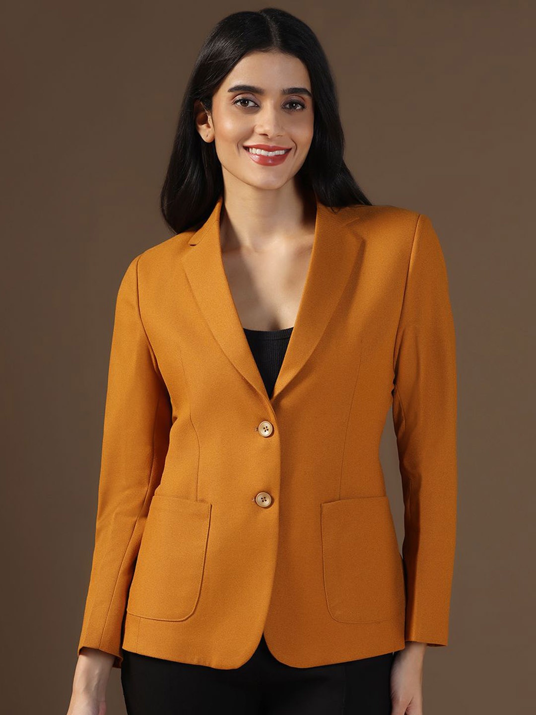 

TAHVO Notched Lapel Single Breasted Formal Blazers, Mustard