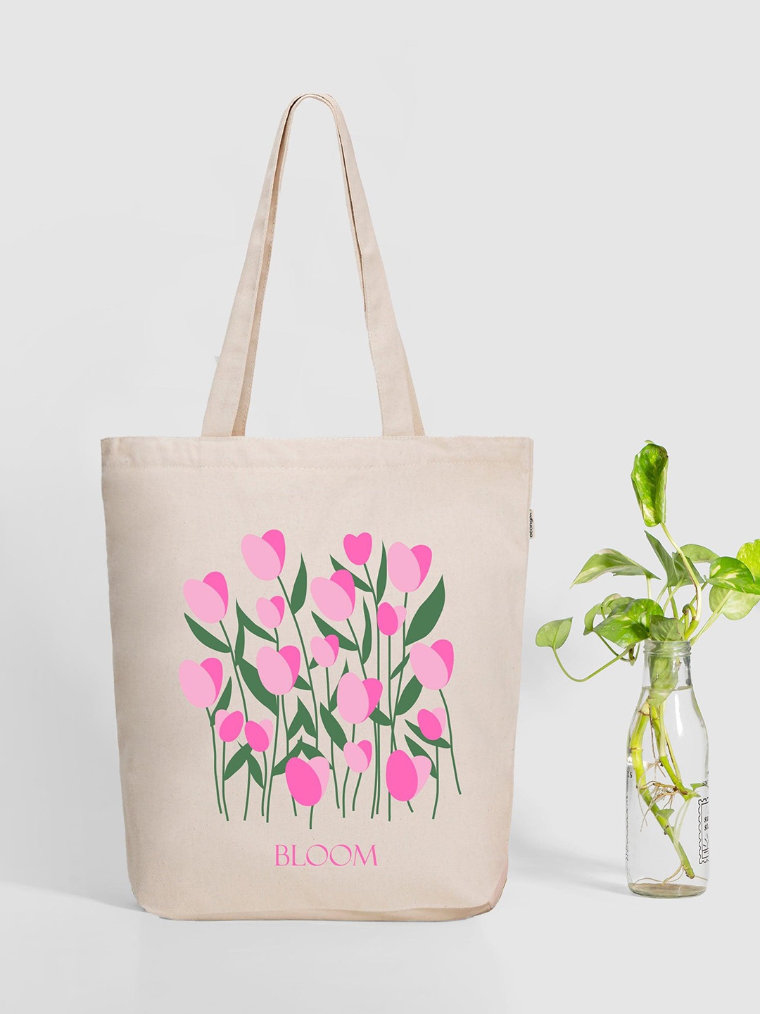 

EcoRight Zipper Tote Bag - Tulips, Cream