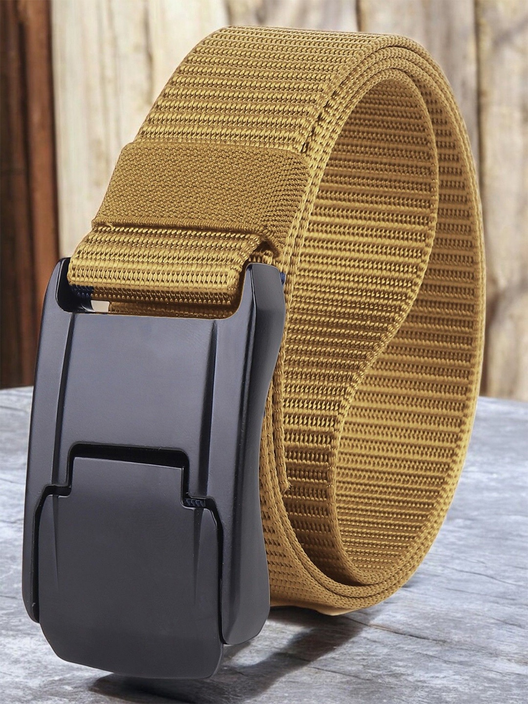 

glitchez Men Textured Formal Belt, Gold