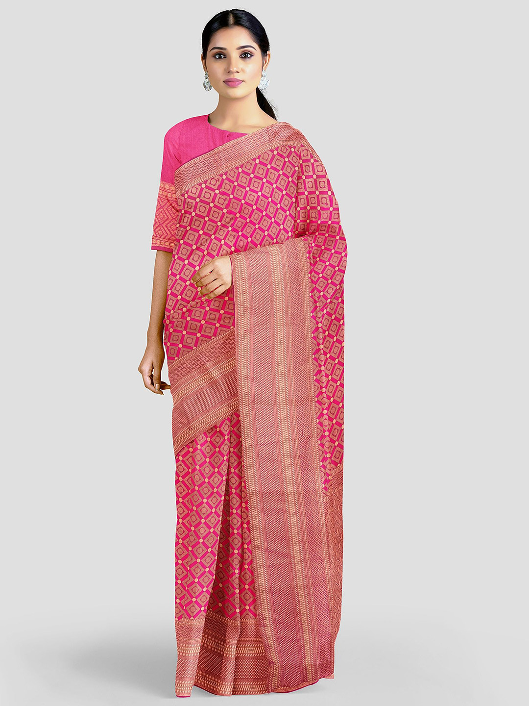 

Visit Wear Ethnic Motifs Woven Design Zari Pure Silk Banarasi Saree, Pink
