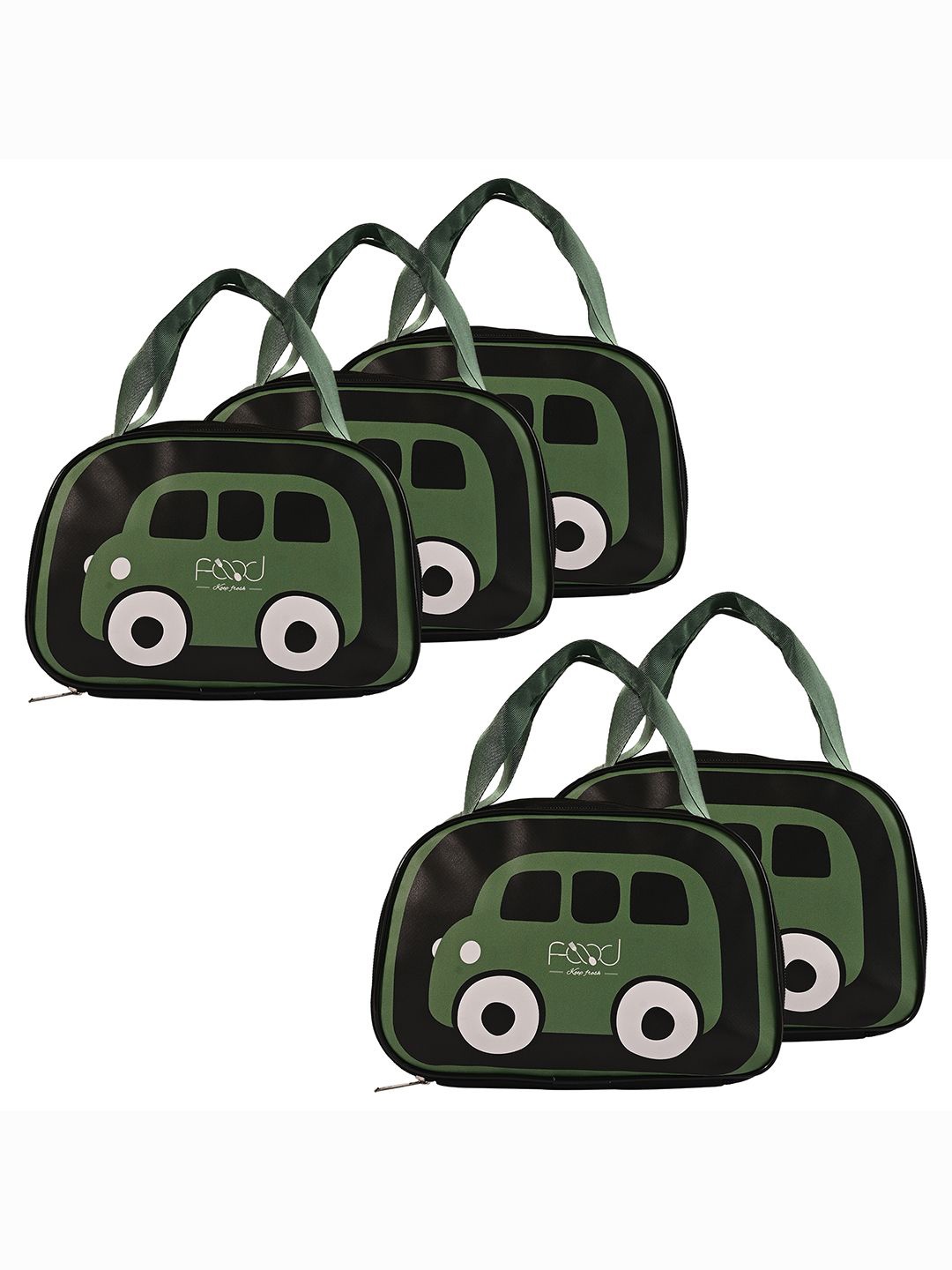 

Kuber Industries Kids Set of 5 Car Printed Lunch bags Travel Accessory, Black