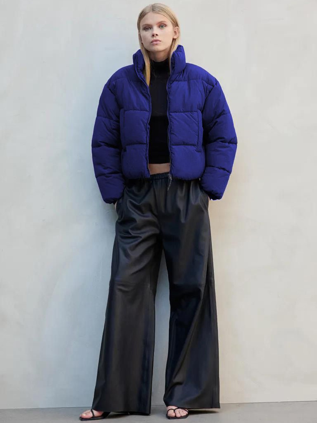 

Stylecast X Kotty Women Solid Crop Insulator Puffer Jacket, Blue